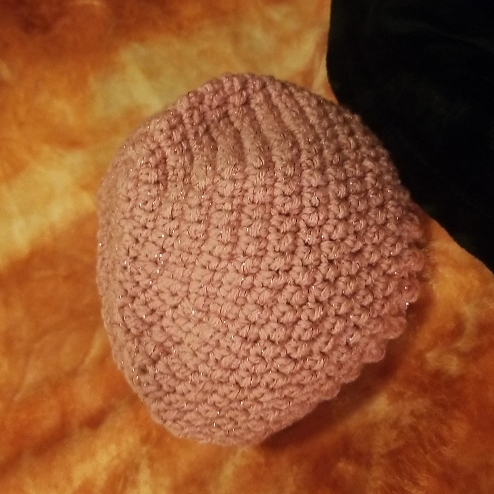 Hand Crafted Pink Metallic Colored Adult Hat - Picture 7 of 10